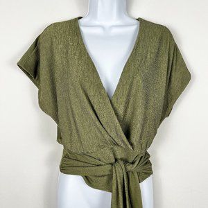 Jennifer Lopez Green Criss Cross Wrap Blouse NEW WITH TAGS! Women Size XS